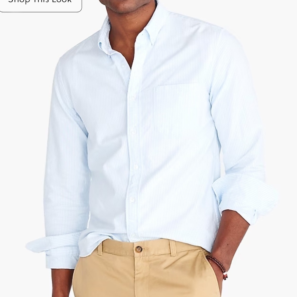 J crew ludlow blue white Slim flex oxford shirt - Picture 2 of 4